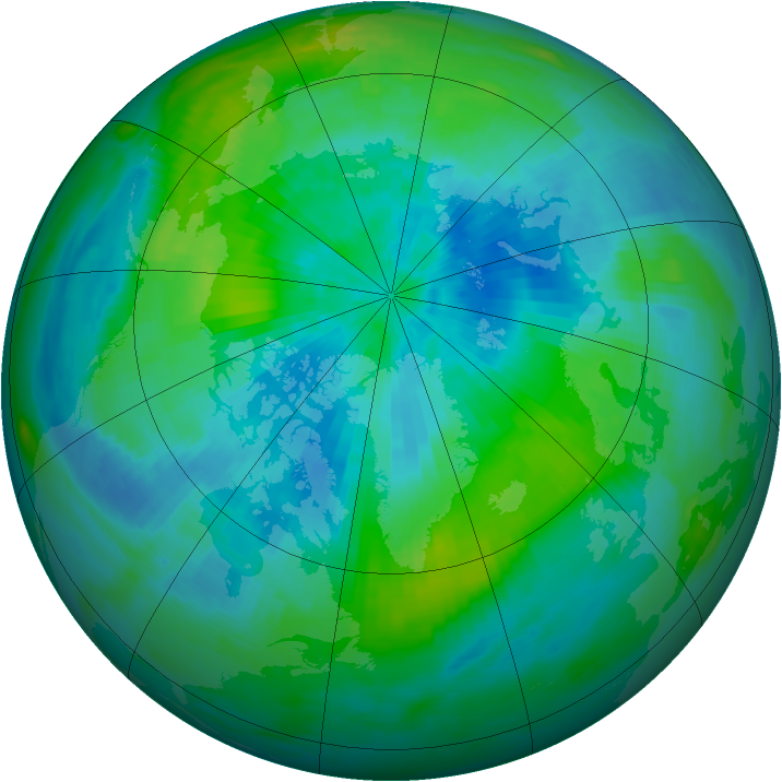 Arctic ozone map for 16 September 1985